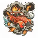 car drifting tattoo design idea