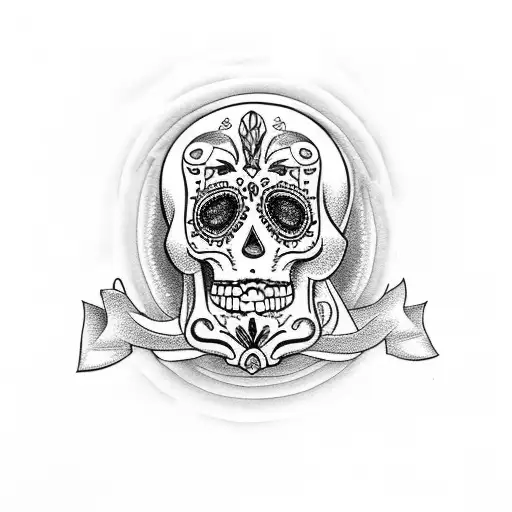 realistic sugar skull tattoo design idea