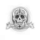 realistic sugar skull tattoo design idea