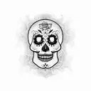 realistic sugar skull tattoo design idea