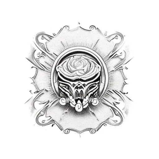 Wild West gothic style orange black and yellow tattoo design idea