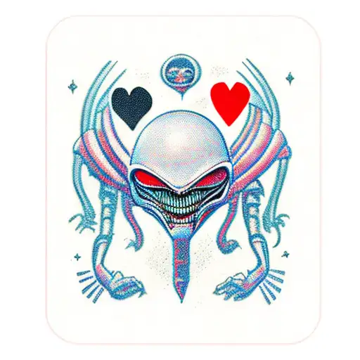 Alien jack of hearts card tattoo design idea
