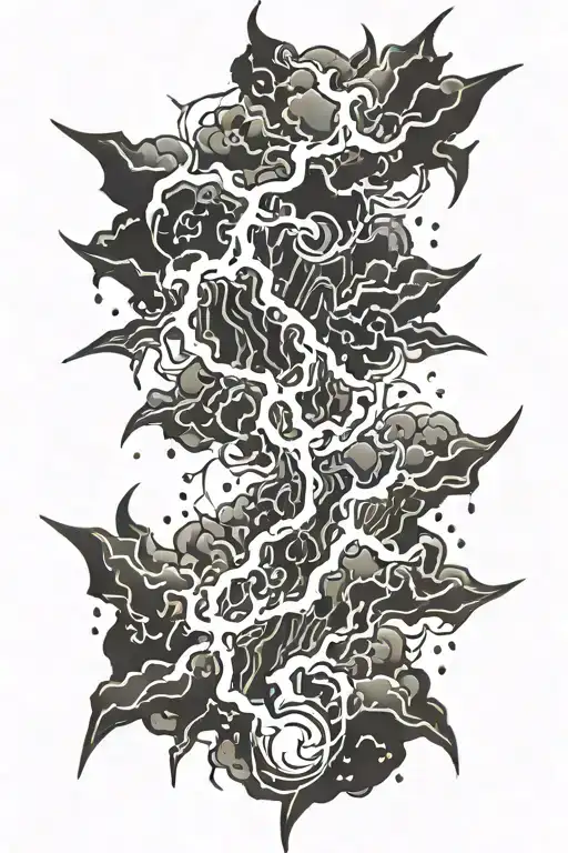 lightning bolt, rain, fire tattoo design idea