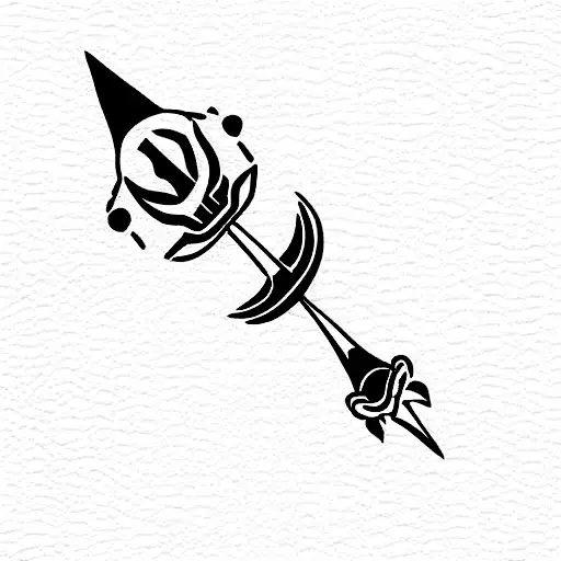 trident and flute and lotus tattoo design idea