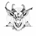 satanic goat with psychedelic mushrooms and pine trees tattoo design idea