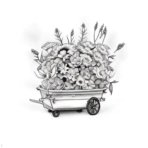 wagon with flowers  tattoo design idea