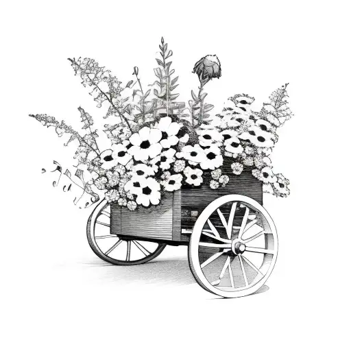 radio wagon with flowers  tattoo design idea