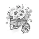 wagon with flowers  tattoo design idea