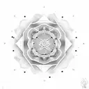 A dotwork mandala design incorporating trap music symbols and gun motifs tattoo design idea