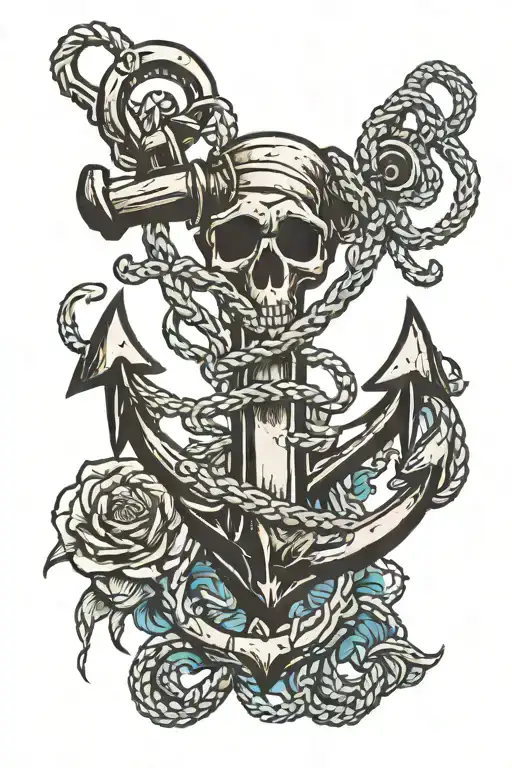 fouled anchor with diver silhouette in background. underwater blue sea background   tattoo design idea