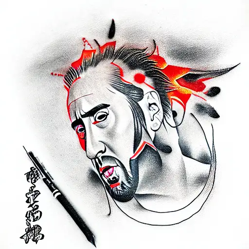 nic cage miyamoto musashi tattoo design idea