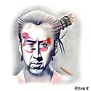 nic cage as miyamoto musashi tattoo design idea