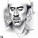 nic cage miyamoto musashi tattoo design idea