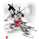 miyamoto musashi with nic cage face tattoo design idea