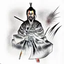 miyamoto musashi with nic cage face tattoo design idea