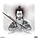 miyamoto musashi with nic cage face tattoo design idea