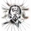 miyamoto musashi with nic cage face tattoo design idea
