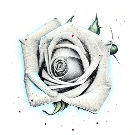 A WITHERED RED ROSE NEXT TO A YELLOW ONE WITH PETALS FALLING OFF AND BECOMING STARS tattoo design idea