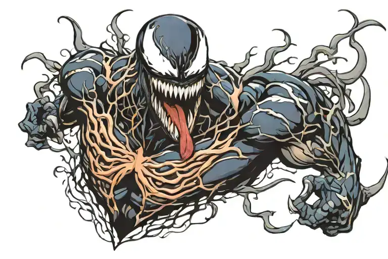 venom ripping tattoo design idea