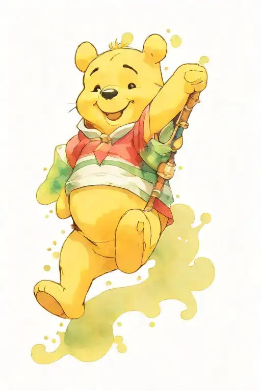 winnie the pooh, marine uniform tattoo design idea