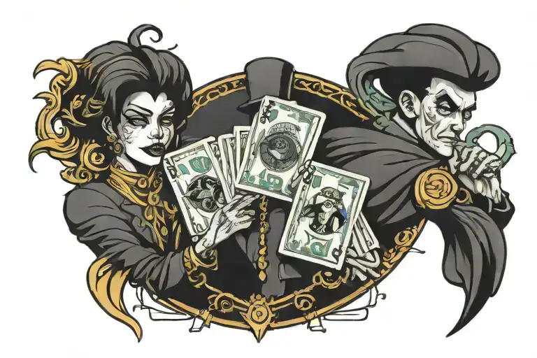 money fame success thief tattoo design idea