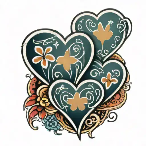 tribal hearts with stars and paw prints leading tattoo design idea