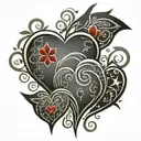 tribal hearts with stars and paw prints leading tattoo design idea