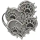 tribal hearts with stars and paw prints leading tattoo design idea