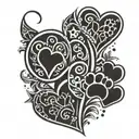 tribal hearts with stars and paw prints leading tattoo design idea