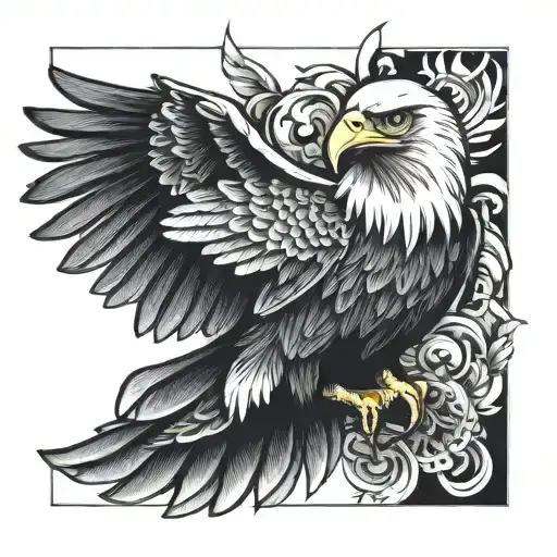 eagle combination black and white tattoo tattoo design idea