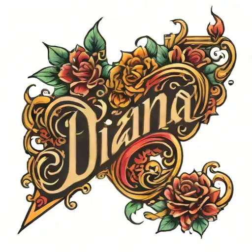lettering the name diana tattoo design idea