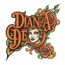 lettering the name diana tattoo design idea