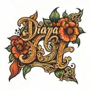 lettering the name diana tattoo design idea