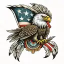 Eagle and Native American flag tattoo design idea