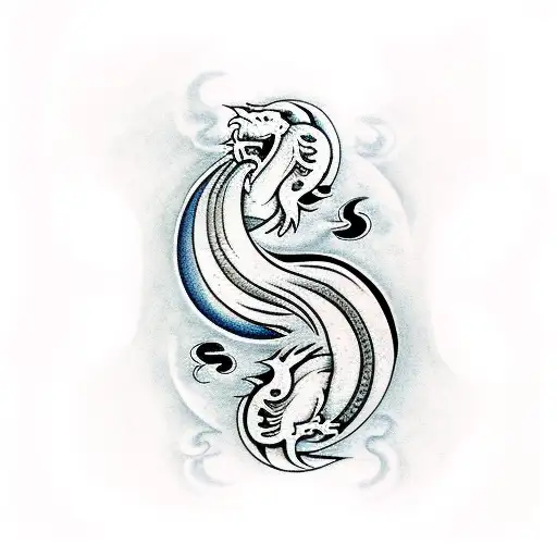 Yin and Yang fire and ice dragon with Sagittarius symbol tattoo design idea
