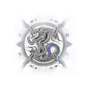 Yin and Yang fire and ice dragon with Sagittarius symbol tattoo design idea