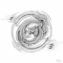 Yin and Yang fire and ice dragon with Sagittarius symbol tattoo design idea