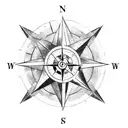 broken compass woth arrow tattoo design idea