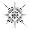 broken compass woth arrow tattoo design idea