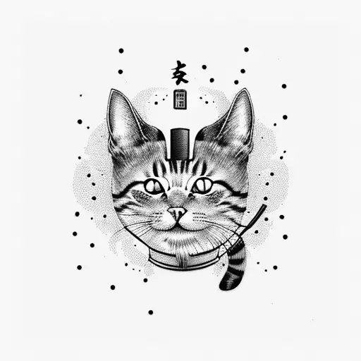cat dressed as a sushi chef tattoo design idea