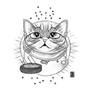 cat dressed as a sushi chef tattoo design idea