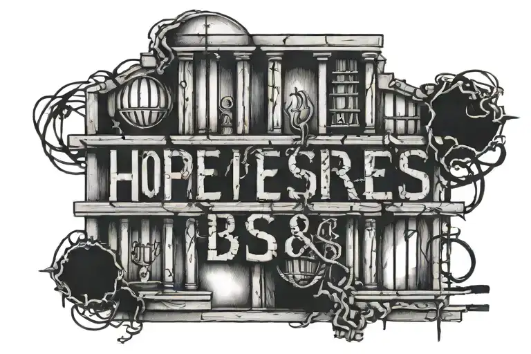 hope is prison bars tattoo design idea