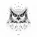 owl with human face tattoo design idea