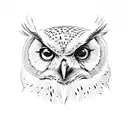 owl with human face tattoo design idea