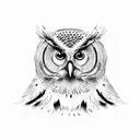 owl with human face tattoo design idea