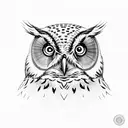 owl with human face tattoo design idea