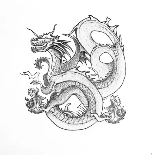 dragon with mushrooms  tattoo design idea