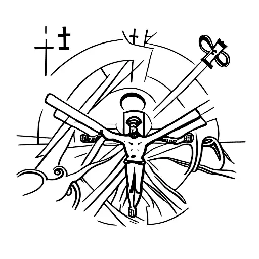 crucifix made with 3 nails and john 14:6 tattoo design idea