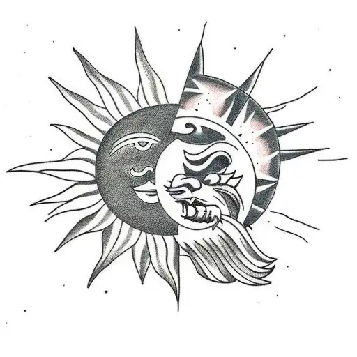 Sun and Moon tattoo design idea
