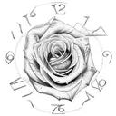 Clock inside a Rose tattoo design idea